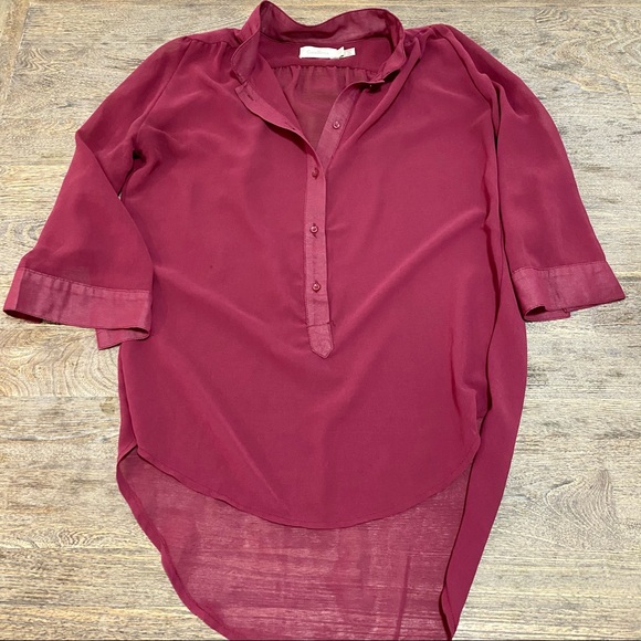 🛍 3/$45 Costa Blanca Sheer Maroon Blouse - Picture 2 of 6